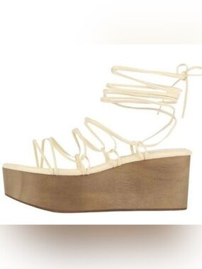 Women’s Jeffery Campbell Cream Lace-Up Platform Sandals